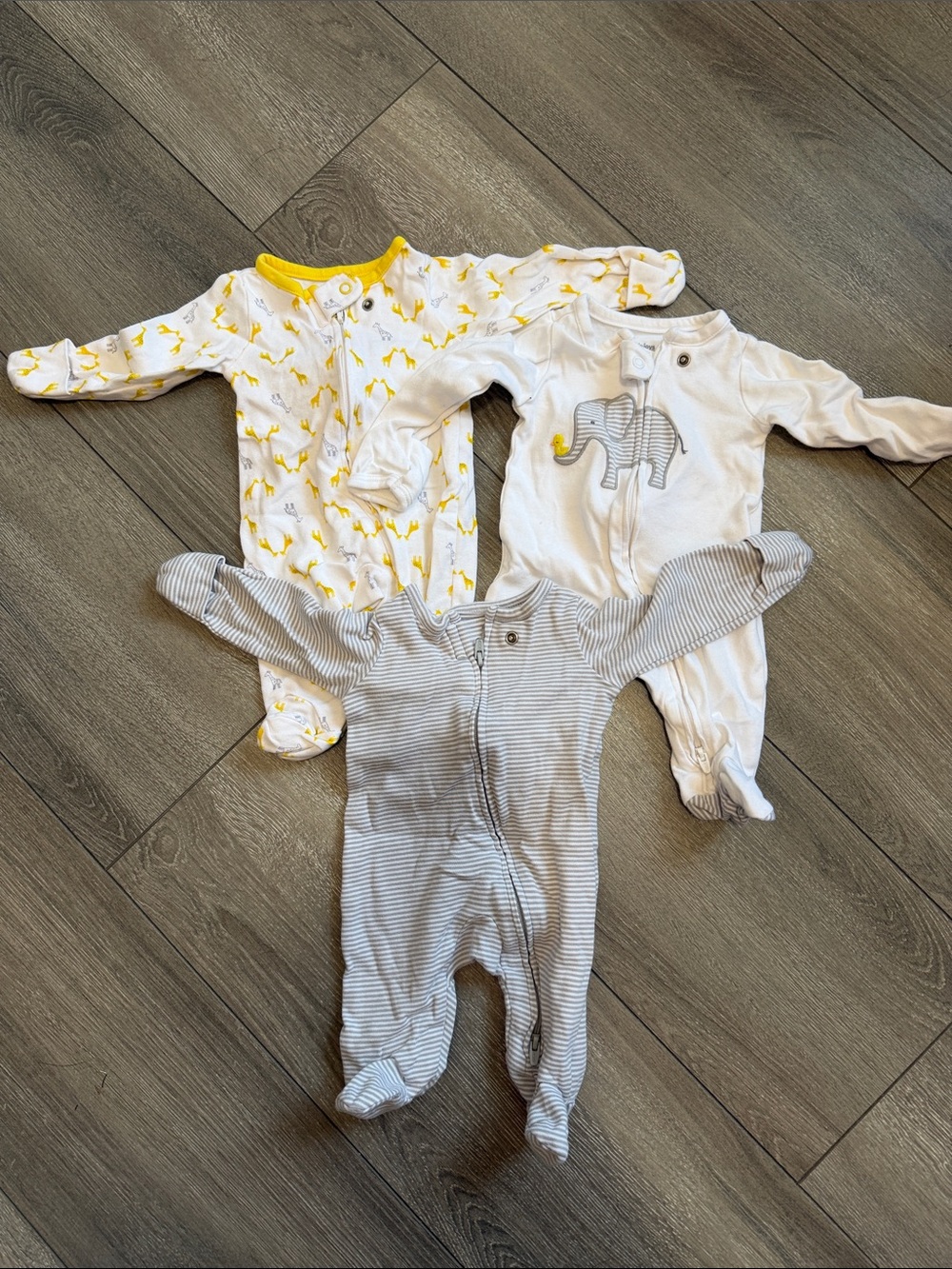 3-Pack Baby Footie Sleepers in Yellow, Cream & Gray - Soft Zip One-Pieces